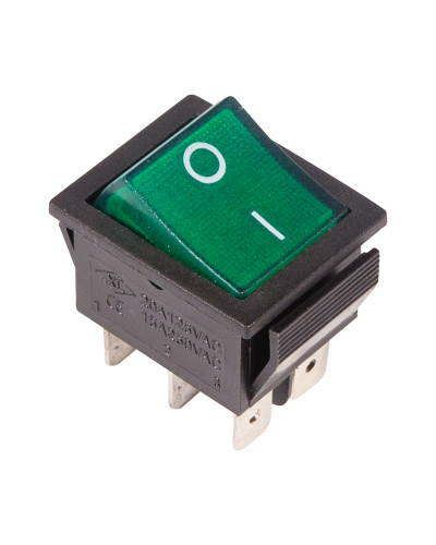 Переключатель клавишный 250V 15А (6с) ON-ON зеленый с подсветкой (RWB-506, SC-767) REXANT