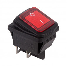 Выключатель клавишный 250V 15А (4с) ON-OFF красный  с подсветкой  ВЛАГОЗАЩИТА  (RWB-507)  REXANT