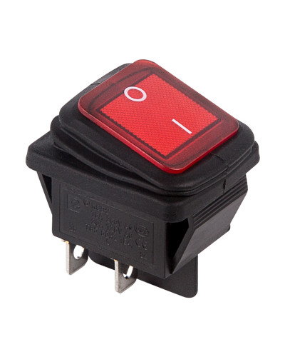 Выключатель клавишный 250V 15А (4с) ON-OFF красный  с подсветкой  ВЛАГОЗАЩИТА  (RWB-507)  REXANT Индивидуальная упаковка 1 шт