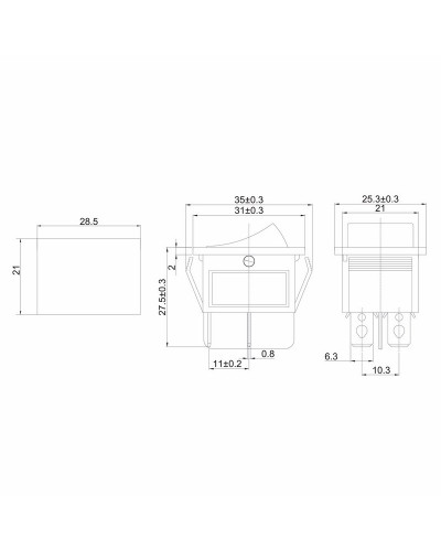 Выключатель клавишный 250V 15А (4с) OFF-(ON) черный Б/Фикс (RWB-501, SC-767) REXANT