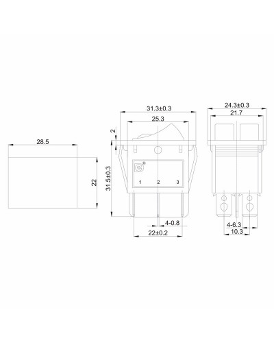 Выключатель клавишный 250V 15А (6с) ON-OFF черный с подсветкой ДВОЙНОЙ (RWB-512, SC-797) REXANT