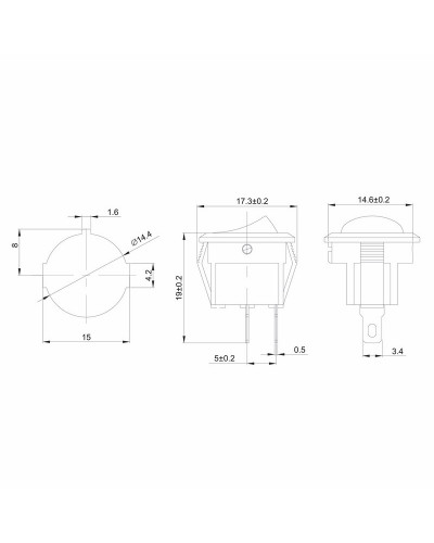 Выключатель клавишный круглый 250V 3А (2с) ON-OFF красный Micro (RWB-105, SC-214) REXANT