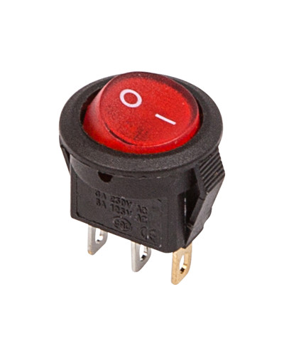 Выключатель клавишный круглый 250V 3А (3с) ON-OFF красный с подсветкой Micro (RWB-106, SC-214) REXANT