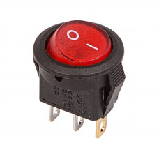 Выключатель клавишный круглый 250V 3А (3с) ON-OFF красный  с подсветкой  Micro  (RWB-106, SC-214)  REXANT Индивидуальная упаковка 1 шт