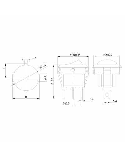 Выключатель клавишный круглый 250V 3А (3с) ON-OFF красный  с подсветкой  Micro  (RWB-106, SC-214)  REXANT Индивидуальная упаковка 1 шт