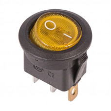 Выключатель клавишный круглый 250V 6А (3с) ON-OFF желтый  с подсветкой  (RWB-214, SC-214, MIRS-101-8)  REXANT