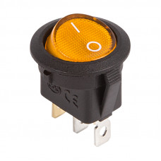 Выключатель клавишный круглый 12V 20А (3с) ON-OFF желтый с подсветкой (RWB-214) REXANT