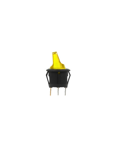 Выключатель клавишный круглый 12V 16А (3с) ON-OFF желтый с подсветкой (RWB-224, SС-214) REXANT