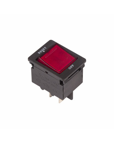 Выключатель - автомат клавишный 250V 15А (4с) RESET-OFF красный с подсветкой (IRS-2-R15) REXANT