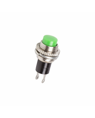 Выключатель-кнопка металл 220V 2А (2с) OFF-(ON) Ø10.2 зеленая Mini (RWD-213) REXANT