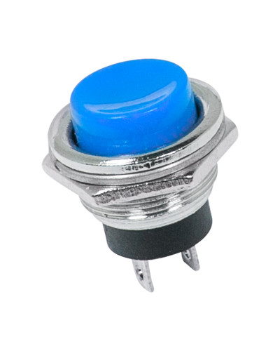 Выключатель-кнопка металл 250V 2А (2с) OFF-(ON) Ø16.2 синяя (RWD-306) REXANT
