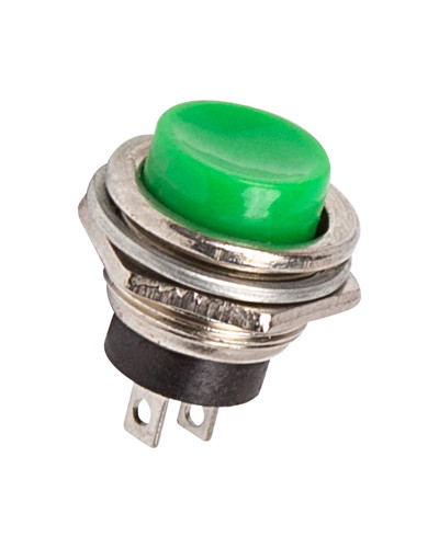 Выключатель-кнопка металл 250V 2А (2с) OFF-(ON) Ø16.2 зеленая (RWD-306) REXANT