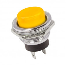 Выключатель-кнопка металл 250V 2А (2с) OFF-(ON) Ø16.2 желтая (RWD-306) REXANT