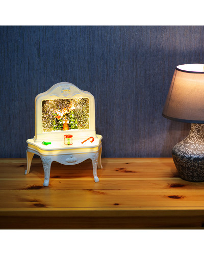 Декоративный светильник Столик с эффектом снегопада, подсветкой и новогодней мелодией
