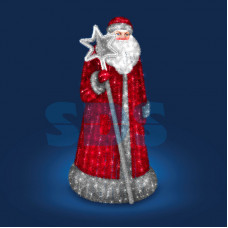 Декоративная 3D фигура Дед Мороз в мишуре 200 см
