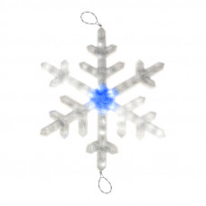 Акриловая светодиодная фигура Снежинка 60 см, белая, синий центр LED-ICE