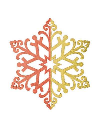 Елочная фигура Снежинка сказочная 40 см, цвет красный/золотой
