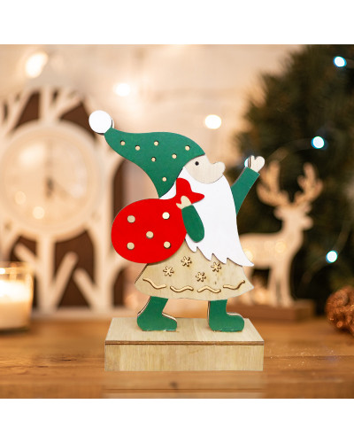 Деревянная фигурка с подсветкой Дед Мороз 18 см NEON-NIGHT