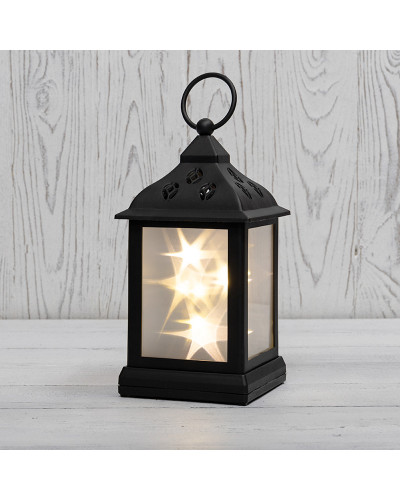Декоративный фонарь 11х11х22,5 см, черный корпус, теплый белый цвет свечения с эффектом мерцания NEON-NIGHT