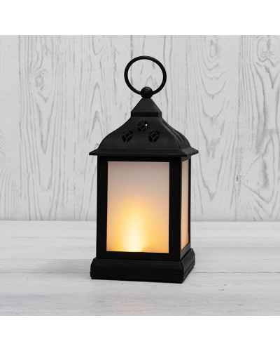 Декоративный фонарь 11х11х22,5 см, черный корпус, теплый белый цвет свечения с эффектом пламени свечи NEON-NIGHT