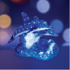 Акриловая светодиодная фигура Синие дельфины 65х48х48 см,136 светодиодов, IP65 понижающий трансформатор в комплекте, NEON-NIGHT