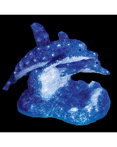 Акриловая светодиодная фигура Синие дельфины 65х48х48 см,136 светодиодов, IP65 понижающий трансформатор в комплекте, NEON-NIGHT