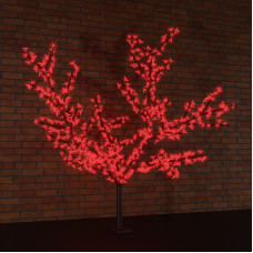 Светодиодное дерево Сакура, высота 2,4 м, диаметр кроны 1,72м, красные диоды, IP 65, понижающий трансформатор в комплекте, NEON-NIGHT