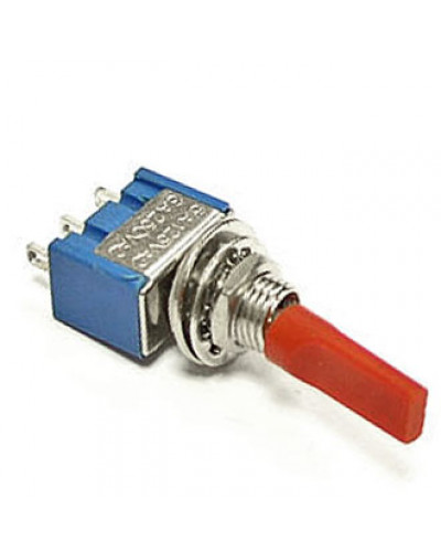Микротумблер RUICHI MTS-102-E1, ON-ON, SPDT, 3 А, 250 В, 20 мОм, установочное отверстие 6,4 мм, 3 контакта, красный колпачок