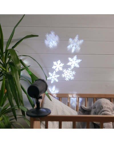 LED проектор, белые снежинки, 230В