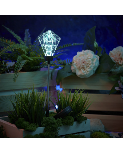 Светильник грунтовый Хрустальный цветок RGB, со встроенным аккумулятором и солнечной панелью LAMPER