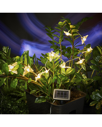 Гирлянда садовая (каскад) Полет бабочки 3м, 2700К, с аккумулятором и выносной солнечной панелью LAMPER