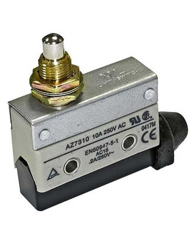 Выключатель путевой с удлиненным толкателем RUICHI AZ-7310, ON-(ON), SPDT, IP64, 10 А, 250 В, 15 мОм, пластик с металлической накладкой, крепление на панель