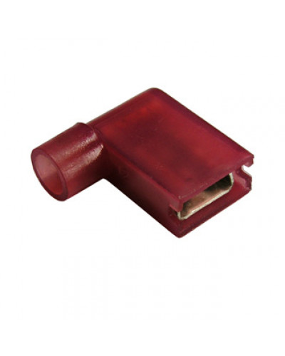 Клемма флажковая изолированная угловая RUICHI BNYF-1.25, 0,8 х 6,35 мм, 10 А, 22-18 AWG, красная, медь