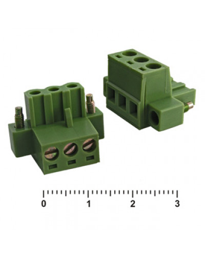 Клеммник разъемный винтовой прямой, розетка (F) RUICHI XY2500F-AS-3, 3 контакта с шагом 5,0 мм, 12 А, 28-12 AWG, 2,5 мм?, PA66
