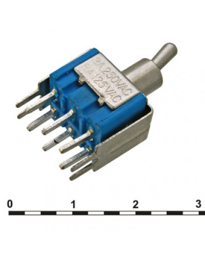 Микротумблер RUICHI MTS-202-A2T, ON-ON, DPDT, 3 А, 250 В, 20 мОм, установочное отверстие 6,4 мм, 6 контактов