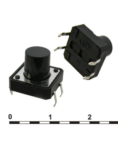 Тактовая кнопка RUICHI KAN1211-1001B, 12x12x10 мм, OFF-(ON), 50 мА, 12 В, 100 мОм