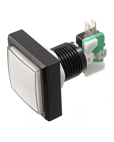 Кнопка GMSI квадратная RUICHI 2B-S с LED подсветкой 12 В, 5 А, 30 мОм, 250 В, NO(NC)+NC(NO), белая