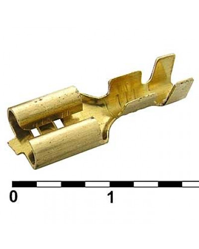 Клемма ножевая неизолированная F-типа RUICHI DJ622-D6.3B, 6.3 мм, латунь