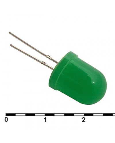 Светодиод RUICHI, 10 мм, зелёный, угол излучения 20 градусов