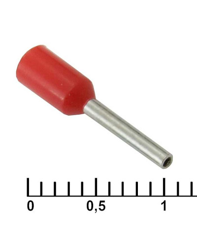 Наконечник втулочный изолированный RUICHI DN00508, 1x8 мм, 0.5 мм?, красный