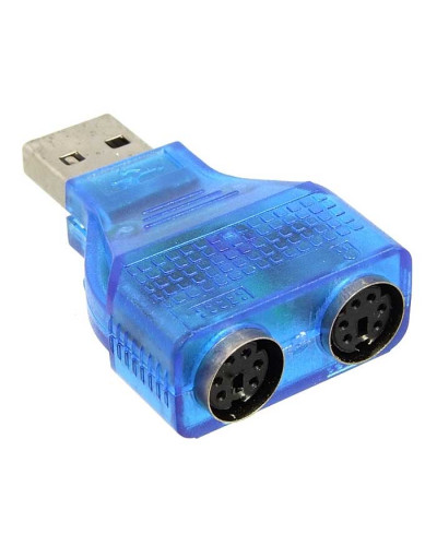 Переходной разъём RUICHI USB to 2*PS/2, синий