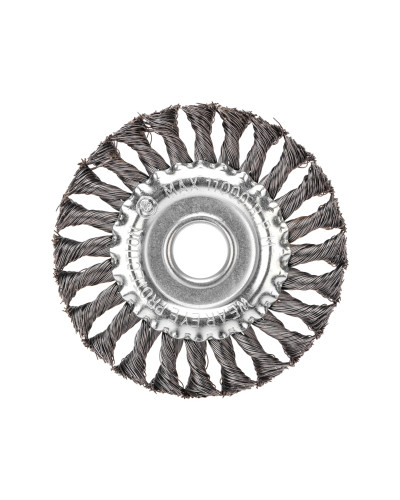 Щетка дисковая для УШМ, крученая стальная проволока, 125мм, отв. 22,23мм KRANZ