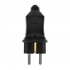 Вилка влагозащищенная прямая 2P+PE, 230В, 16А, IP44, каучук, черная PROconnect