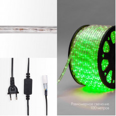 Дюралайт LED двухжильный 230В 13мм 24 LED/м ЗЕЛЕНЫЙ постоянное свечение модуль 2м бухта 100м NEON-NIGHT
