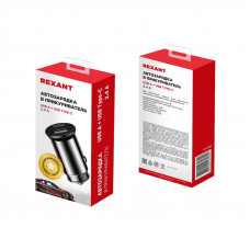 Автомобильное зарядное устройство c двумя портами USB-A+Type-С 12Вт REXANT