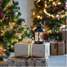 Декоративный фонарь с шариками 12х12х20,6 см, черный корпус, теплый белый цвет свечения NEON-NIGHT