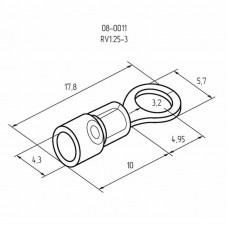 Наконечник кольцевой изолированный ø 3.2 мм 0.5-1.5 мм² (НКи 1.5-3/НКи 1,25-3) красный (10шт./уп.) REXANT
