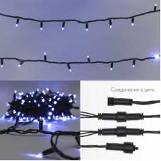 Гирлянда светодиодная Нить 12м 120 LED СИНИЙ черный каучук IP67 постоянное свечение 230В соединяется блок в комплекте NEON-NIGHT