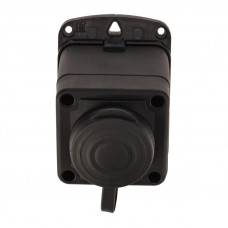 Розетка влагозащищенная угловая с крышкой 1 гнездо, 2Р+РЕ, 230В, с/3, 16А, IP44, каучук, черная PROconnect