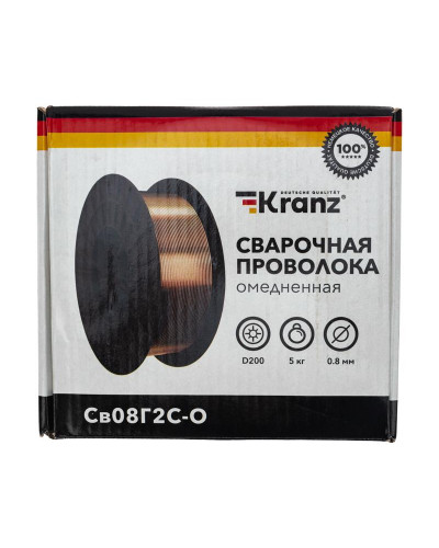 Сварочная проволока омедненная Св08Г2С-О (ER70S-6; SG2) 5 кг 0,8 мм D200 KRANZ
